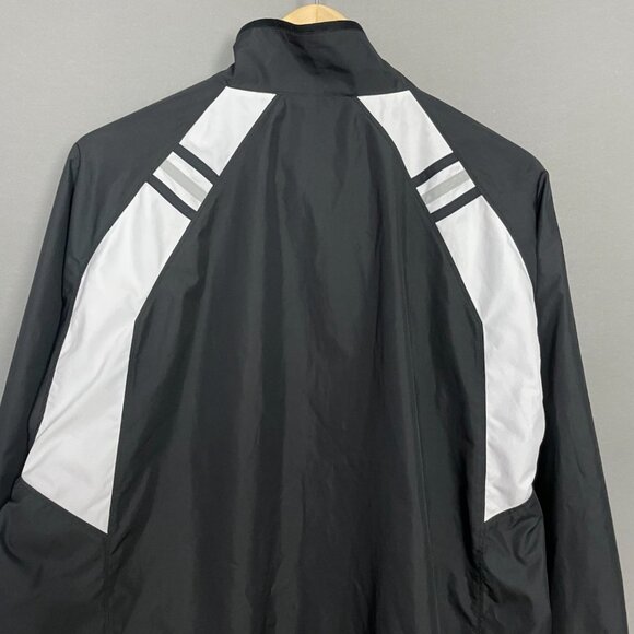 Adidas Windbreaker Jacket Men Sz Large SAMPLE Black White Track Athletic Relaxed - Picture 5 of 12